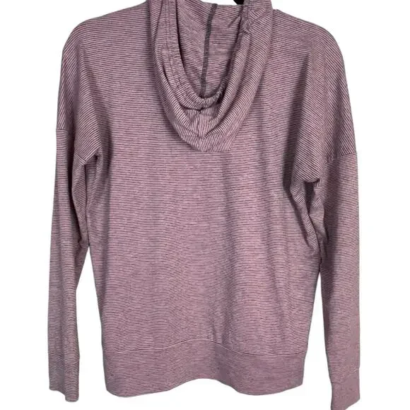 Skechers Hoodie Pullover XS Womens Pink Gray Stripe Stretch Long Sleeve - Picture 2 of 7